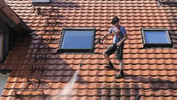 a man doing roof cleaning