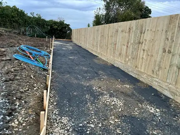 Concrete driveway construction and paving in progress on an Auckland property