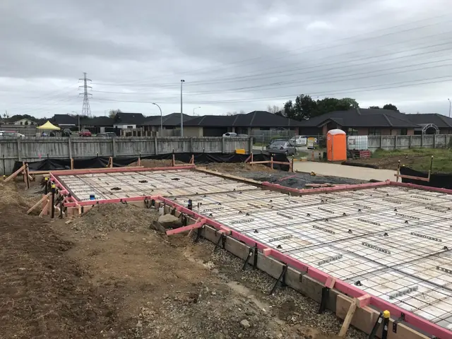 Completed concrete slab and foundation laying on a residential project in Auckland