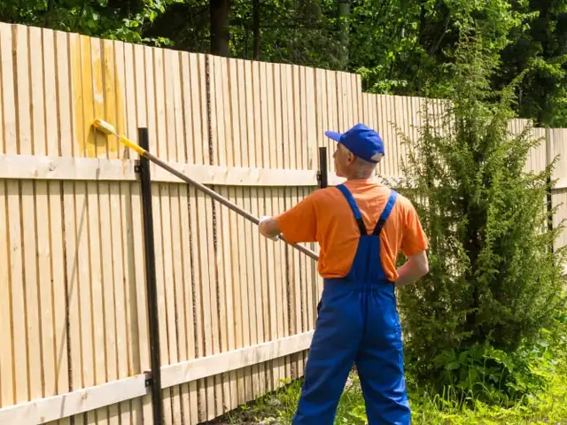 Fence painting and staining in progress on an Auckland property