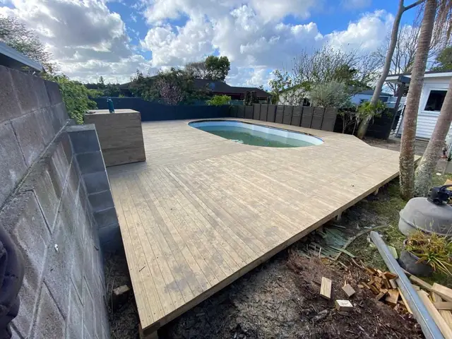 New timber deck build for an Auckland home, Auckland New timber deck build for an Auckland home in progress on an Auckland property